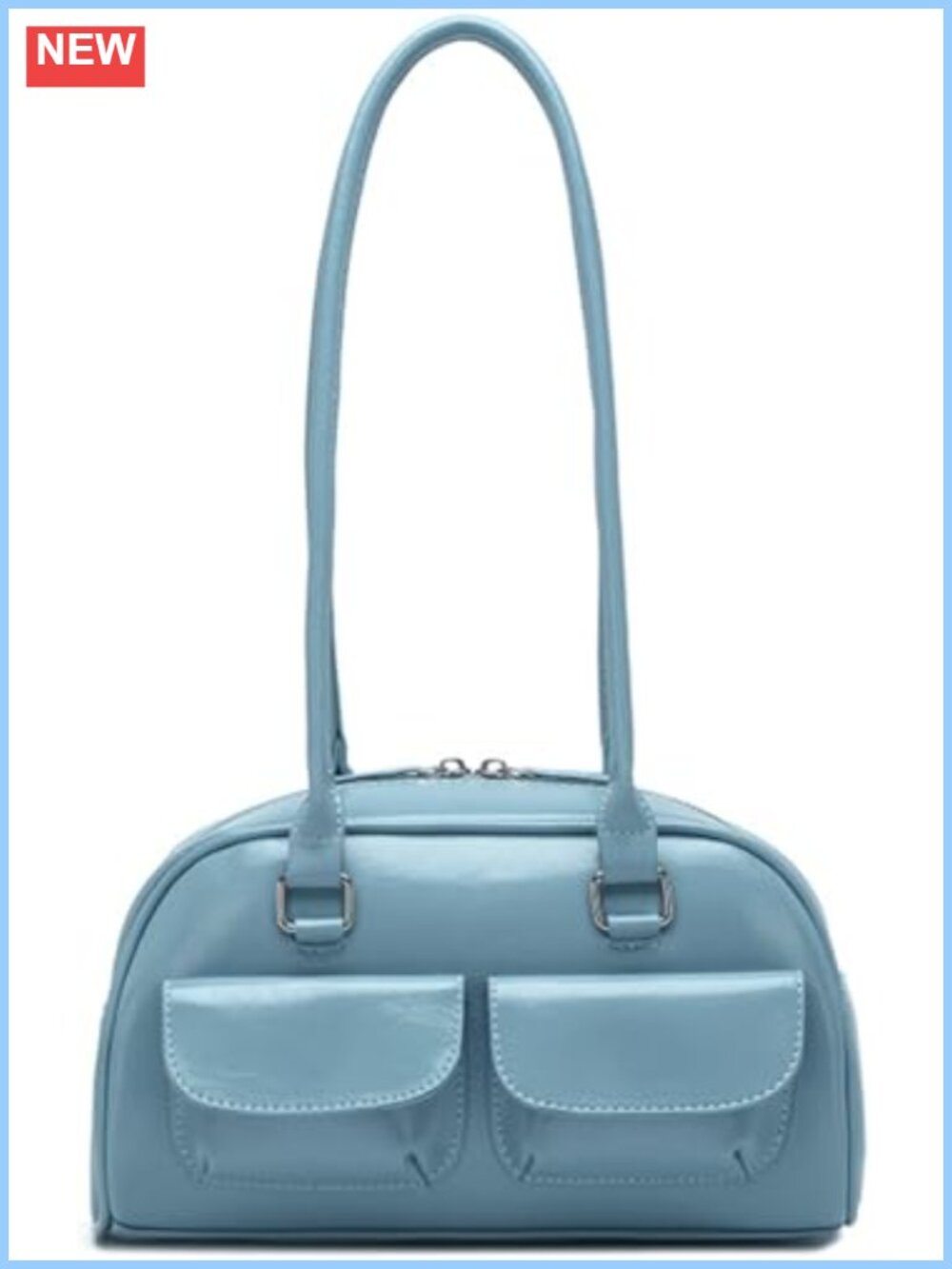 PU Leather Shoulder Bag Small Satchel Handbag with Multi Pockets Zip Magnetic